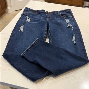 Classic Women's Distressed Dark Blue Jeans
